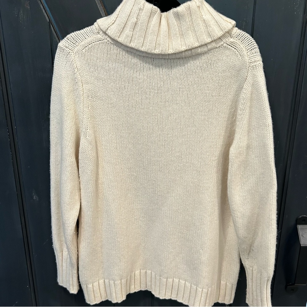 Lands End Womens Chunky Cable Knit Cowl Neck Sweater Plus size 1X Fisherman - Picture 4 of 7